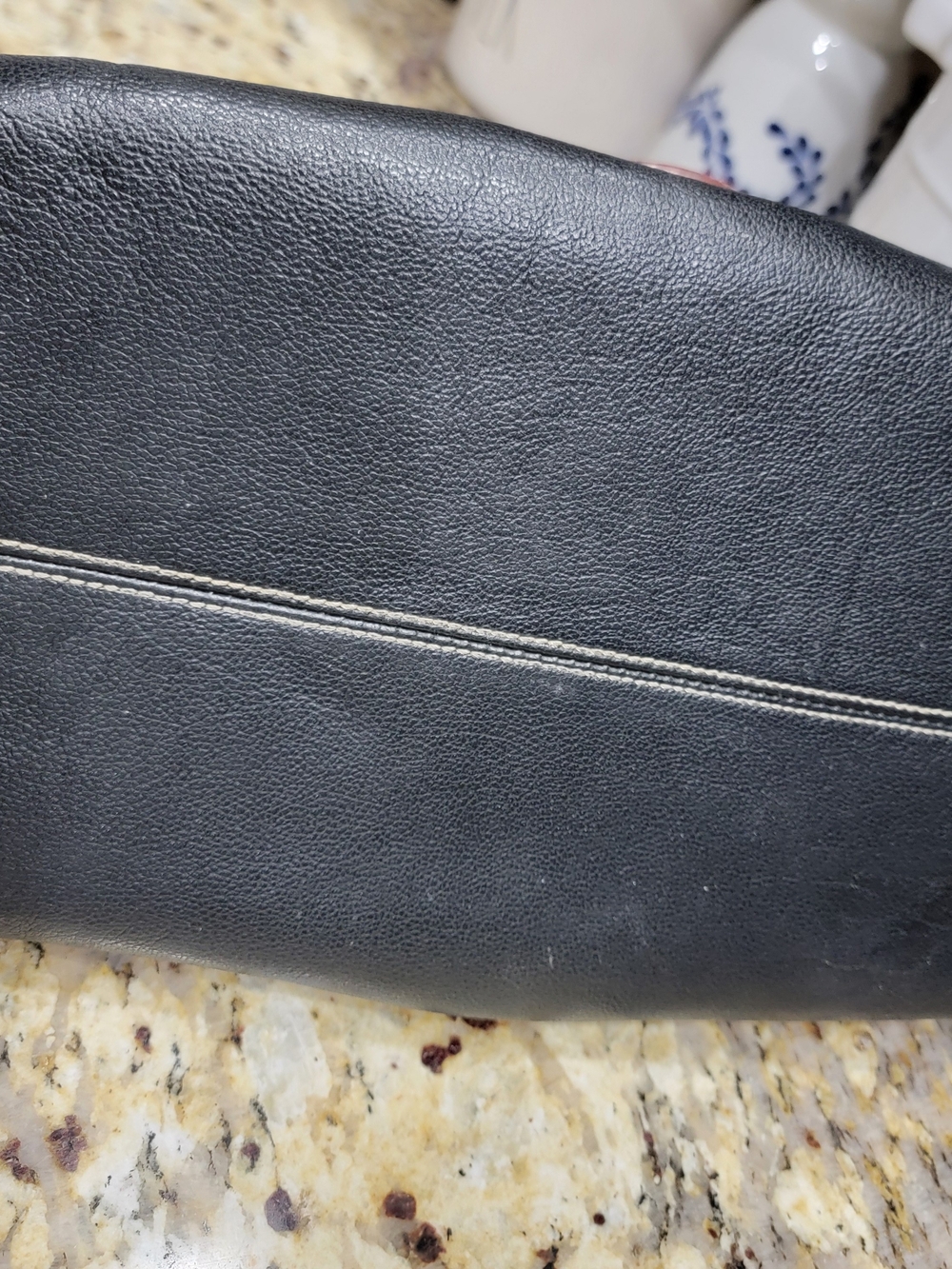 Dooney & Bourke Black Leather Satchel with Brown Trim - Picture 5 of 6